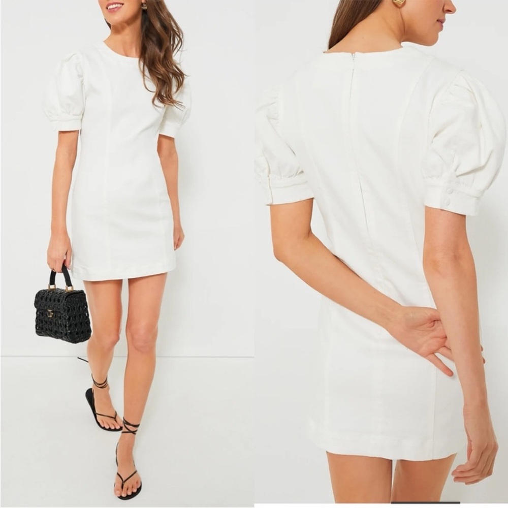 NWT Hyacinth House Tuckernuck White Stretch Denim Juniper Mini Dress L